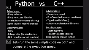 People will tell you that python and c++ are like comparing apples to oranges. Python Vs C Advantages Disadvantages Execution Speed Test Youtube