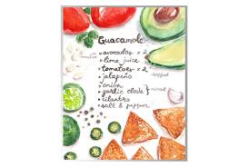 Guacamole Recipe Poster Printable Watercolor Art Digital Etsy Guacamole Recipe Food Poster Kitchen Art