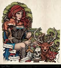 Warrior tattoo designs can also portray a variety of different weapons and appropriate attire. Celtic Female Warrior Tattoo Sam Phillips