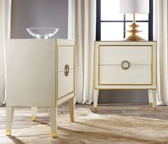 Retro Nightstand In Antique White With Gold Accents For Sale Cottage Bungalow