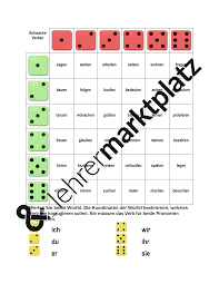 Schwache Verben Auf Deutsch Wurfelspiel Unterrichtsmaterial Im Fach Daz Daf Schwache Verben Verben Reflexive Verben