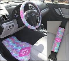 Custom Monogram Lilly Inspired Coral Car Accessories Custom Etsy Cute Car Accessories Car Accessories New Car Accessories