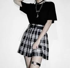 Black And White Plaid Skirt Outfit Sophie Plaid Skirt From Shop Tmp Black White Grunge Gothic Goth Alternative Pleated Outfit Of The Day Fas In 2020 Grunge Skirt Outfit Edgy Outfits Plaid Skirt Grunge