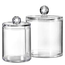 The vanity jar has a removable lid and a wide mouth to make accessing bathroom necessities and accessories simple; Bathroom Vanity Storage Organizer Canister Holder Apothecary Jars Set Ninthavenue United Arab Emirates