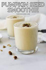 This Recipe For Pumpkin Seed Smoothies Uses Pumpkin Seed Butter Lucuma Powder And Chia Seeds For Pumpkin Seed Recipes Easy Smoothie Recipes Smoothie Recipes
