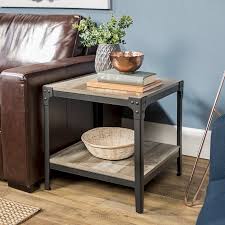Wilson Riveted Grey Wash Set Of Two End Tables By River Street Designs Walmart Com In 2020 Rustic End Tables Wood End Tables Living Room End Tables