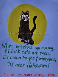 Footprint Black Cat With Cute Halloween Poem For Kids Halloween Poems For Kids Halloween Poems Footprint Art