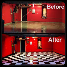 My Black And White Checkered Garage Floor That I Made By Hand Home Improvement Projects Garage Floor Black And White