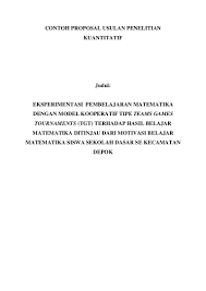Contoh Proposal Usulan Penelitian Kuantitatif