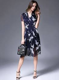 Blue Cranes Printed Swing Midi Dress Dresses Gorgeous Dresses Midi Dress