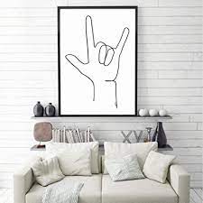 Get it as soon as mon, jun 21. Amazon Com I Love You Sign Hand Language Continuous Line Drawing Print Black White Minimalist Poster Sketch Wall Art Painting Bedroom Decor 50x70cm No Frame Posters Prints