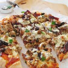 Turkey Burger Pizza Recipe Yummly Recipe Turkey Burger Turkey Pizza Stuffed Peppers