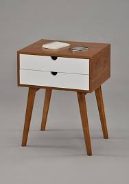 Dark Oak White Side End Table Nighstand With Two Drawer 24 H Mid Century Style Nighstand End Tables Mid Century Side Table
