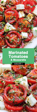 Marinated Tomatoes Recipe With Mozzarella Tomato Recipes Vegetable Recipes Marinated Tomatoes