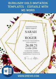 Burgundy Gold Invitation Templates Editable With Ms Word Invitation Template Free Printable Wedding Invitation Templates Gold Invitations