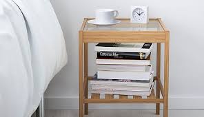 We Call It Bedside Table But Nesna Is So Pretty You Can Use It Near A Sofa Or An Armchair With A Structure And A Lowe Glass Shelves Ikea Minimalist Home