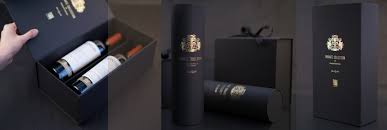 Luxury wine packaging – rigid box for two bottles, rigid box for one  bottle, paper tubes for wine