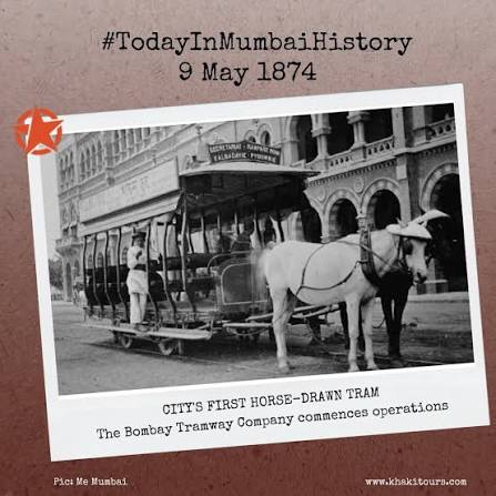 TodayInMumbaiHistory This day, 147 years ago, the Bombay Tramway Company run by the American firm of Stearns Hobart & Co., started #Mumbai's first horse-drawn #tram service. The first route was between #Colaba