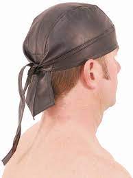 Black Leather Bandana Skullcap Band1 Black Leather Leather Skull Cap