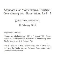 Standards For Mathematical Practice Commentary And Elaborations For K 5 Illustrative Mathemat Eureka Math Standards For Mathematical Practice 3rd Grade Math
