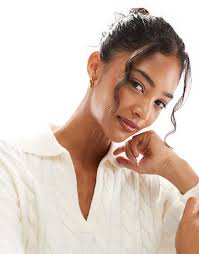 Bershka oversized cable knit jumper in ecru