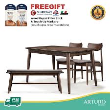 Your craving for modern & contemporary design keeps us going, and our collection growing. Arturo Lucia Seeta Giorgio Dining Set Dining Table Dining Chairs Bench 4 Seaters Dining Set Solid Wood Free Shipping To West Malaysia Building Materials Online