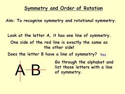 Give an example of a letter of the english alphabet which has (i) no line of symmetry. Symmetry And Order Of Rotation Aim To Recognise Symmetry And Rotational Symmetry Look At The Letter A It Has One Line Of Symmetry A Does The Letter Ppt Download