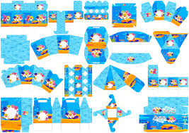 Shark craft with free printable shark template we hope your kids love using the free shark templates to create an. Baby Shark Party Free Printable Boxes Oh My Baby