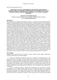 Pada awalnya malinau adalah sebuah kawasan pemukiman yang semula dihuni suku tidung. Pdf The Effect Of Local Government Own Revenue And Revenue Sharing Funds On Economic Performance And Community Welfare Through Capital Expenditure Of Regency City In Bali Province Indonesia