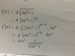 Menentukan turunan pertama suatu fungsi dengan pendekatan limit, rumus langsung, turunan fungsi dengan pangkat negatif, hasil kali dan hasil bagi fungsi. 5 Turunan Pertama Dari Fungsi F X 4 Akar 2x 3 1 Adalah Brainly Co Id