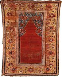 Transylvanian Prayer Rug West Anatolia Early 18th Century The Empty Red Niche Flowering Palmette And Vine Filled Blue Spandrels All Wit Halilar Kilim Hali