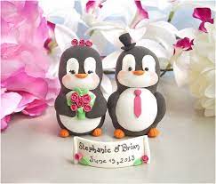 Unique Penguins Wedding Cake Toppers Fuchsia Pink Funny Wedding Cake Toppers Elegant Wedding Cake Toppers Funny Wedding Cakes