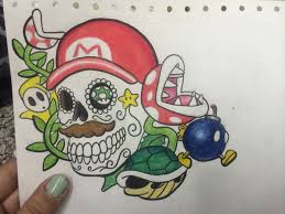 Super Mario Sugar Skull I Drew Micron And Prismacolor Colored Pencil Drawings Disney Princess Drawings Cartoon
