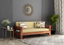 Sofa set price below 30000 Buy Sereta 3 Seater Wooden Sofa Honey Finish Online In India Wooden Street