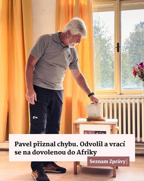 Prezident Petr Pavel se vrátil do Česka, komunálních voleb se nakonec zúčastnil a hned poté odletí zpátky do Afriky na svou soukromou dovolenou. 🔗 https://www.seznamzpravy.cz/clanek/317211 📸 X.com/p