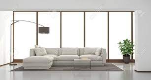 Love a neat and aesthetic living room for your meetings on google meet? Minimalist Living Room With White Sofa And Large Window On Background Stock Photo Picture And Royalty Free Image Image 70313415