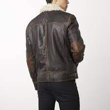 Aviator Shearling Retro Jacket Faded Seams Brown Retro Jacket Unique Outfits Aviator Style
