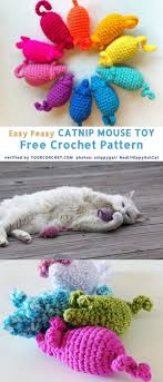 This adorable cat toy is filled with catnip. Easy Peasy 20 Min Catnip Mouse Toy Free Crochet Pattern Knitting Patterns Toys Crochet Cat Toys Free Crochet Pattern