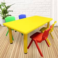 Buy wood designs wd11850 sand and water table without lid, 24 x 46 x 17 (h x w x d): 1 2m Kid S Adjustable Yellow Rectangle Table With 4 Chairs Mix Set Oliandola