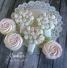 Wedding anniversary iced cookie bouquet. Sweet Bridal Bouquets Cookies By Missy Sue Flower Cookies Bridal Cookies Wedding Cookies