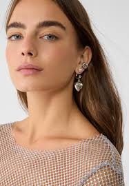 2er-Pack Ohrringe mit Herz und rosafarbener Rose