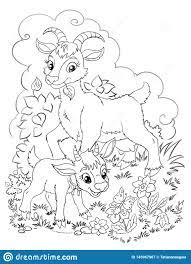 art de bande dessinee avec la chevre mere et bebe pour coloration illustration stock du mascotte fond 145967967 coloriage dragon