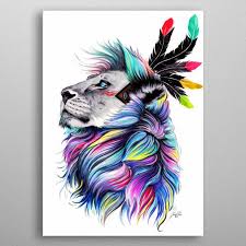 Wild And Free Metal Poster Print Pixie Cold Displate Lion Art Hand Art Drawing Sign Art