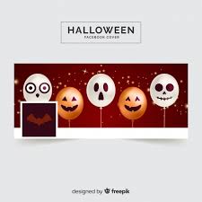 Group of halloween cupcake and decoration. Free Vector Halloween Facebook Cover Template