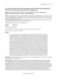 Invasive species present significant threats to global agriculture, although how the magnitude and distribution of the threats vary between countries and regions remains unclear. Pdf The Main Agricultural Insect And Disease Pests Of China And Implications For The Use Of Remote Sensing For Their Management