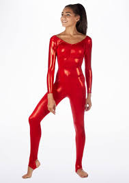 This realistic dye sublimated print has detailed lace, rhinestones, and an illusion side cutout for the most slimming silhouette. Icostumes Women Long Sleeve Full Bodysuit Shiny Metallic Red Gold Unitard Bodysuit Catsuit Buy At The Price Of 22 76 In Aliexpress Com Imall Com