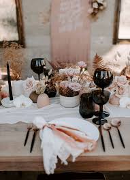 Black And Rose Gold Table Setting Pin On Wedding Table Setting