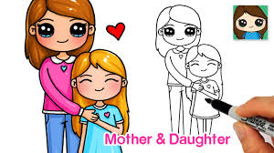 Mothers day drawing images stock photos vectors shutterstock. How To Draw A Mother And Daughter Mother S Day Love Youtube