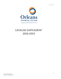 CATALOG SUPPLEMENT 2018-2019