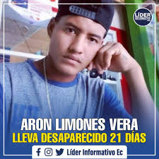 SALIÓ DESDE SAN CARLOS RUMBO A GUAYAQUIL Washintong Aron Limones Vera de 27  años, lleva desaparecido 21 días. El joven salió el 4 diciembre desde la  parroquia San Carlos del cantón Quevedo